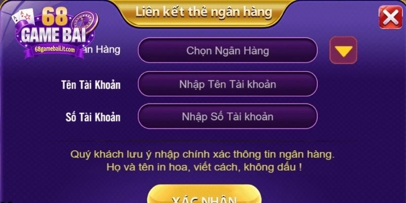 Hội viên cần thực hiện liên kết tài khoản chính chủ để tạo lệnh rút tiền
